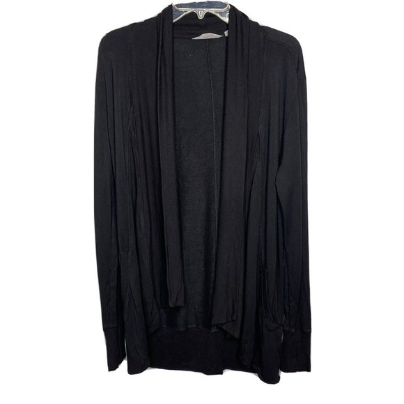 Athleta Cardigan Size Medium Black Open Front Sweater Thumbholes - Picture 1 of 7